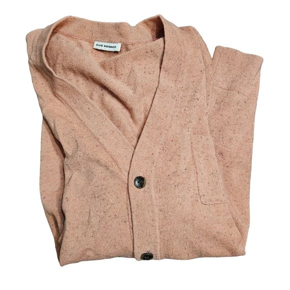 Club Monaco Sweaters - Club Monaco Salmon Pink Multi Fleck Buttons Pocket Cardigan Sweater size S